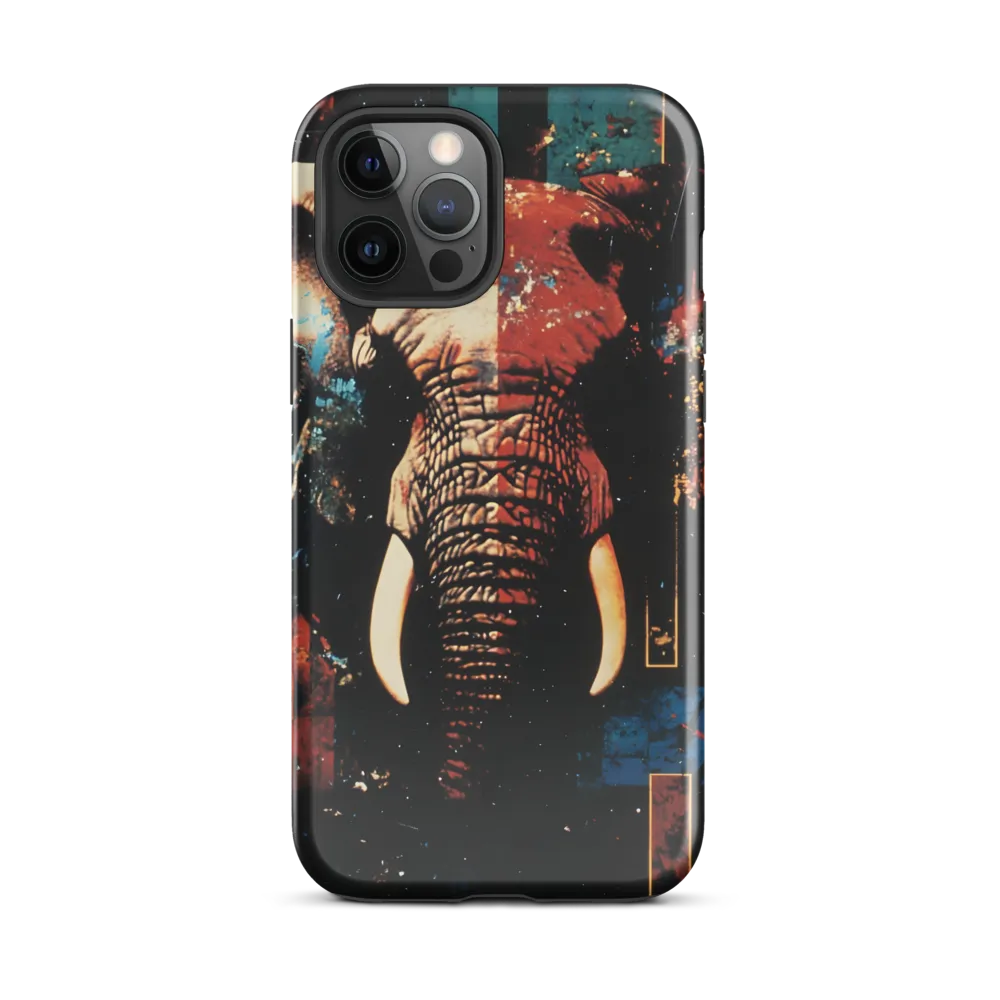 Split Portrait: Elephant in Red and Teal