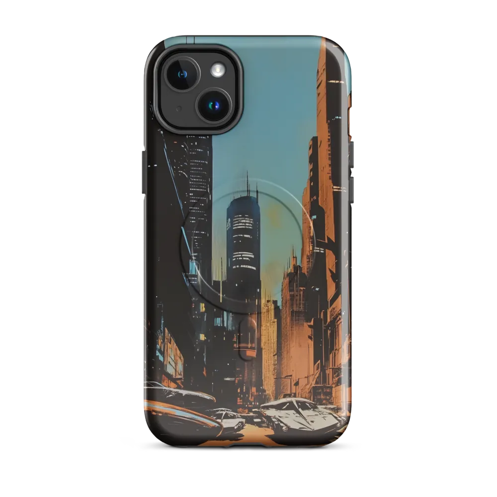 Futuristic Cityscape in Blue and Orange