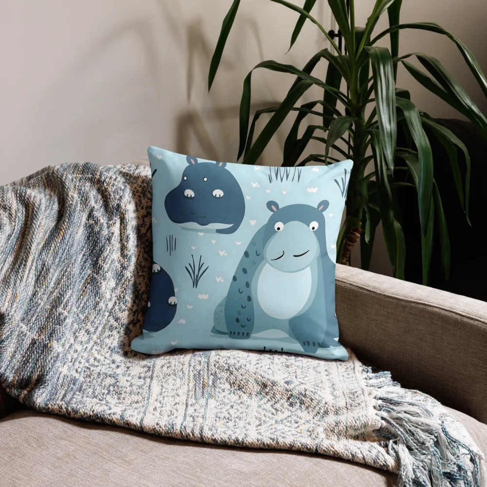 Whimsical Hippo Delight | Pillow Case | 18″×18″