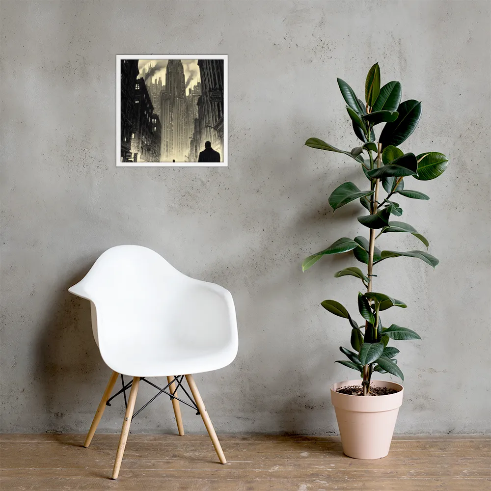 Echoes of the City | Poster with White Frame | 18″×18″