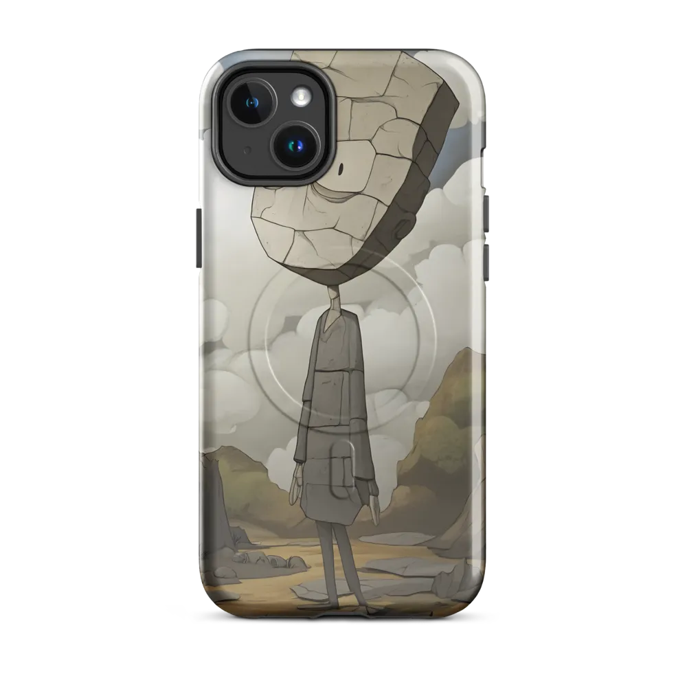 Whimsical Stone Figure in a Rocky Landscape | Phone Case |  14 Plus | MagSafe® Tough Case | Glossy