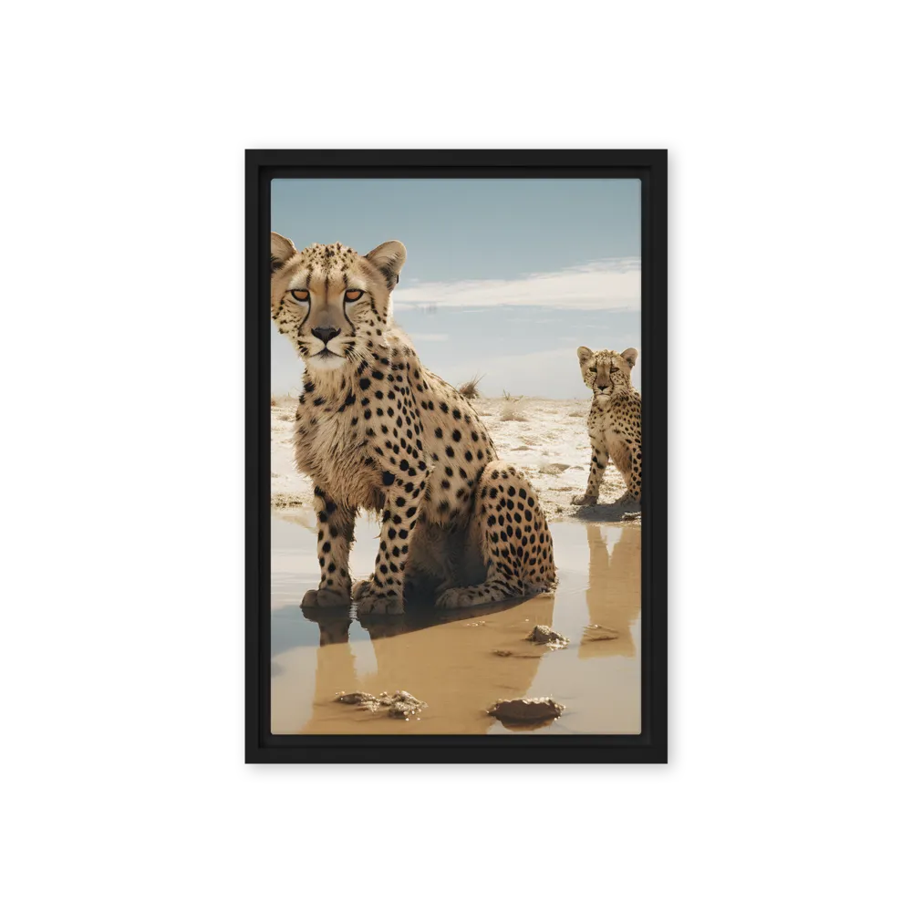 Silent Watchers of the Savanna | Canvas with Black Frame | 12″×18″