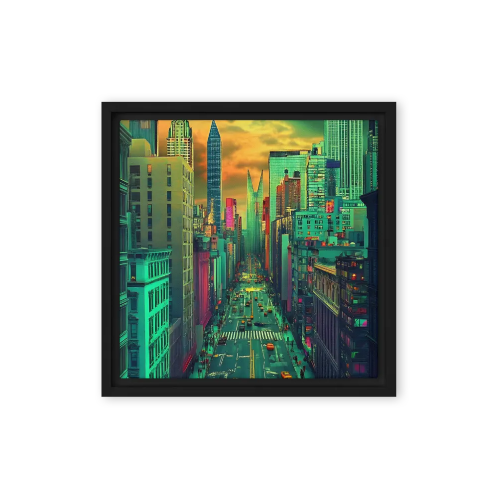 Urban Surrealism: Neon Dreams | Canvas with Black Frame | 12″×12″