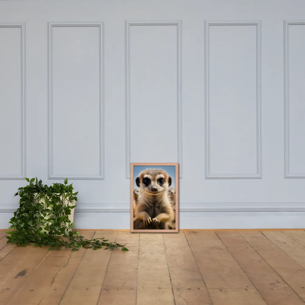 Curious Stance: The Meerkat's Gaze | Poster with Red oak Frame | 12″×18″