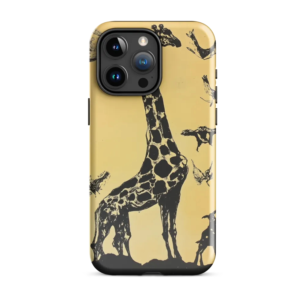 Whimsical Harmony of Giraffe and Birds