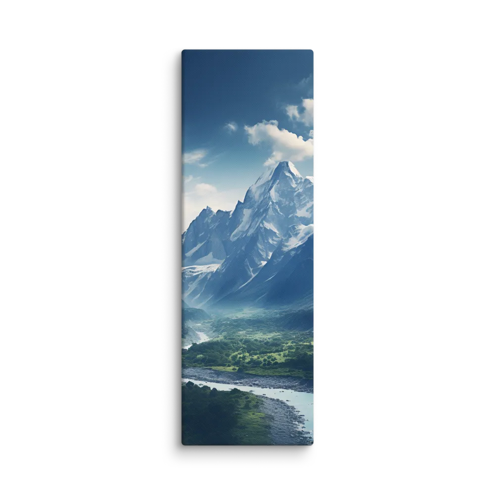 Majestic Serenity: A Landscape of Mountains and Rivers | Canvas | 12″×36″