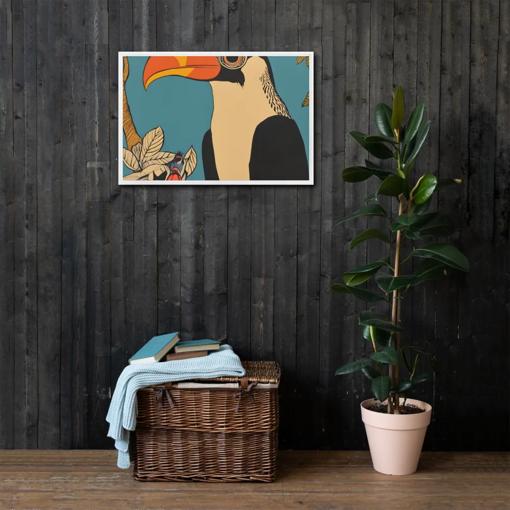 Tropical Majesty: The Toucan at Rest | Canvas with White Frame | 20″×30″