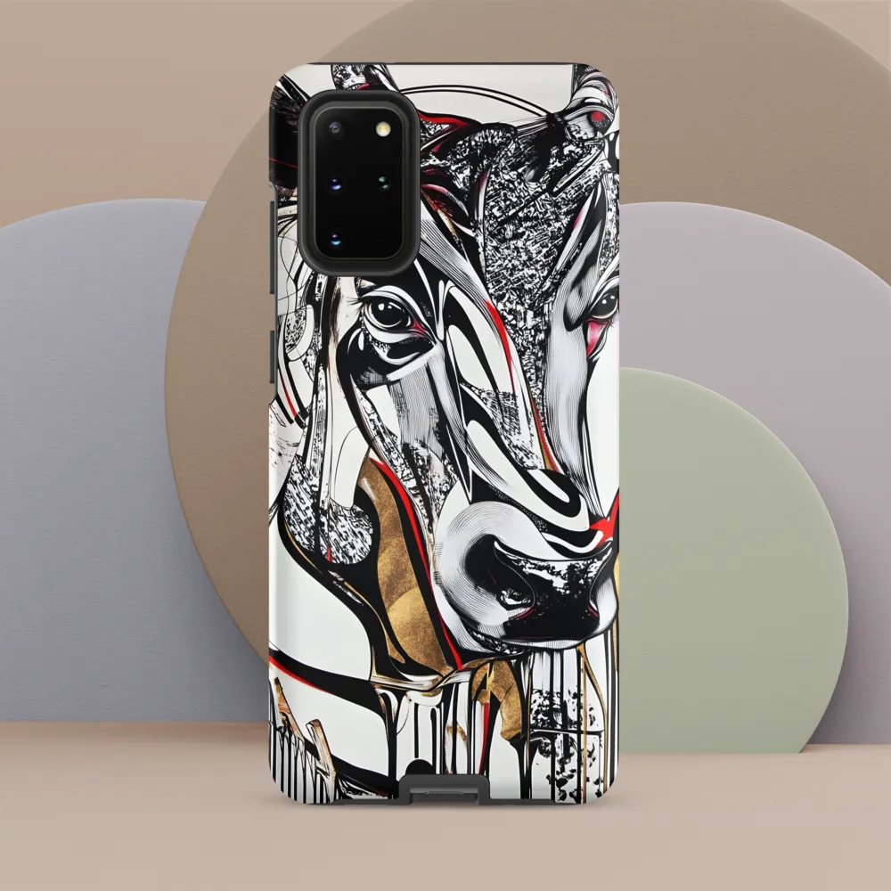Linear Cow Study — Black, White and Gold Accents