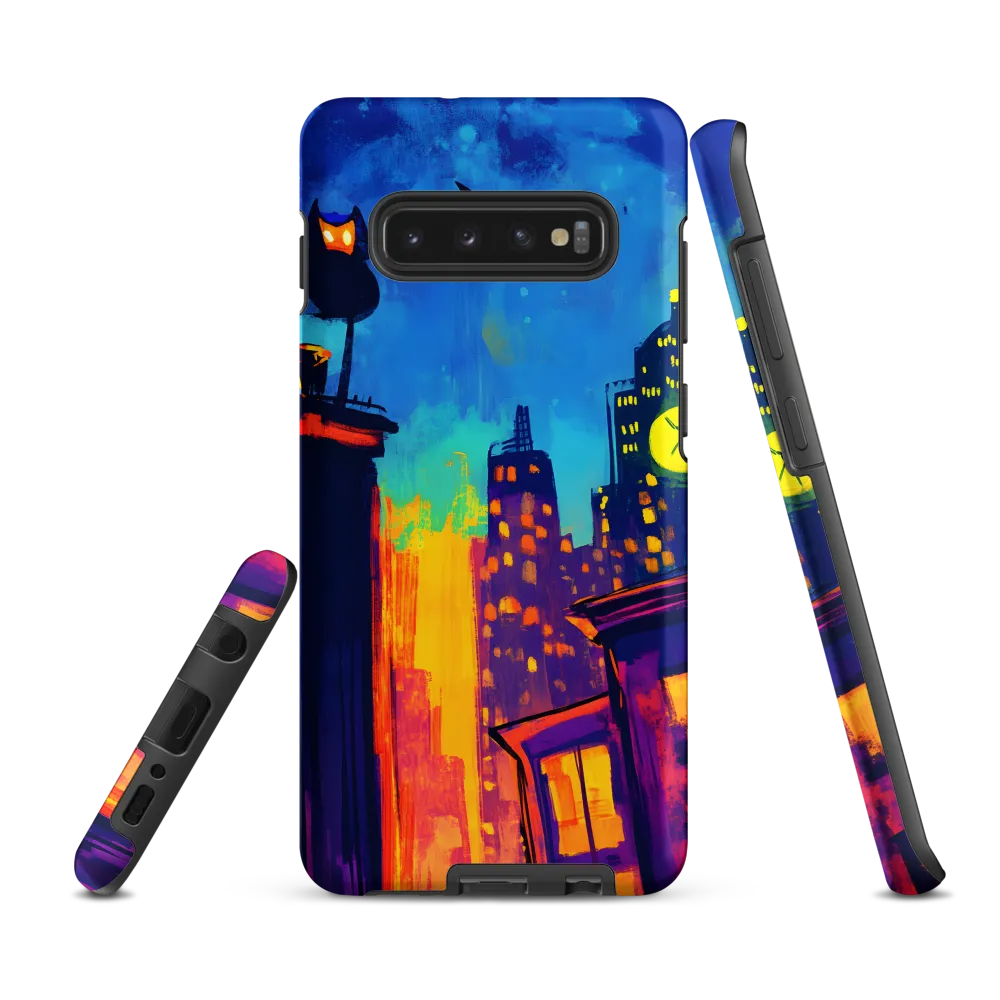 Midnight Clock over Neon Rooftops