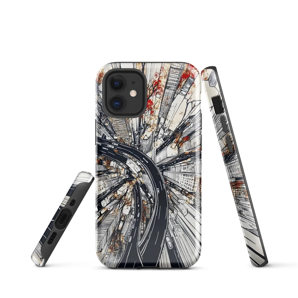 Urban Symphony: Aerial View of Life | Phone Case |  12 mini | Tough Case | Glossy