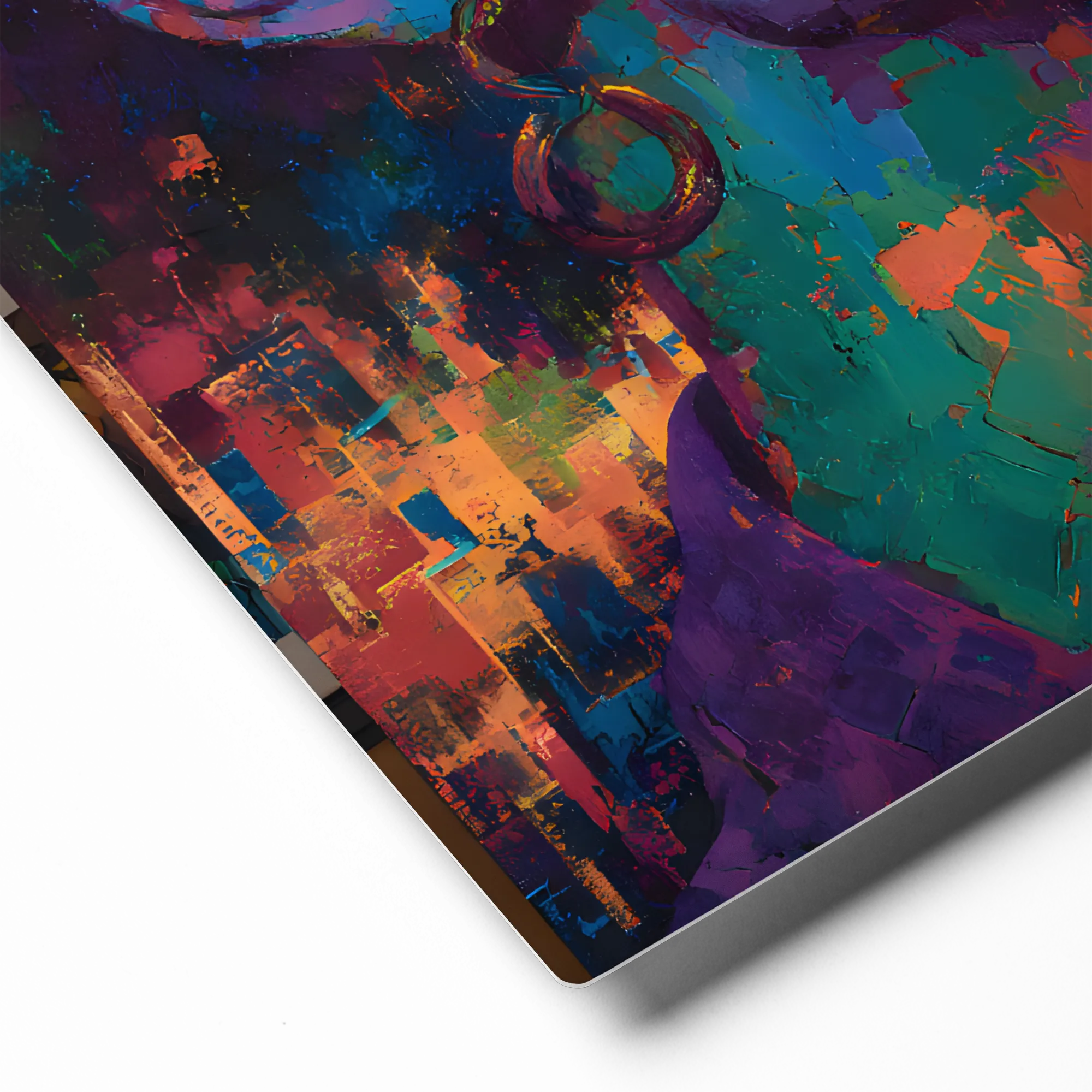 Vibrant Impasto Portraiture 
 Metal Print | 12″x 12″