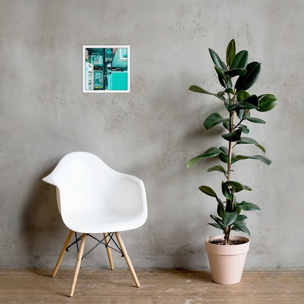 Urban Geometry: Aerial Perspective | Poster with White Frame | 12″×12″