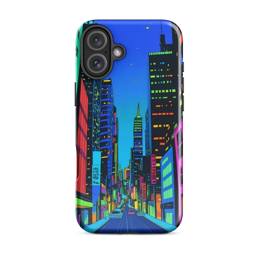 Neon Dreamscape: A Futuristic City at Dusk | Phone Case |  16 Plus | Tough Case | Glossy