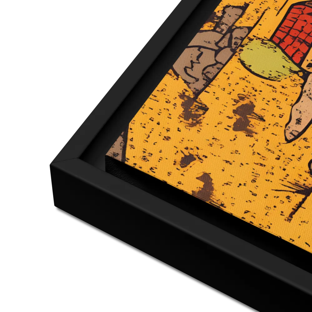 Whimsical Village Landscape | Canvas with Black Frame | 18″×24″