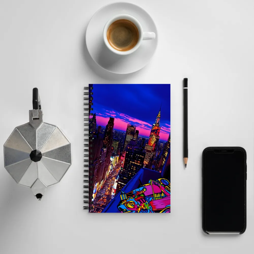 Neon Twilight: A City in Vibrance | Spiral Notebook