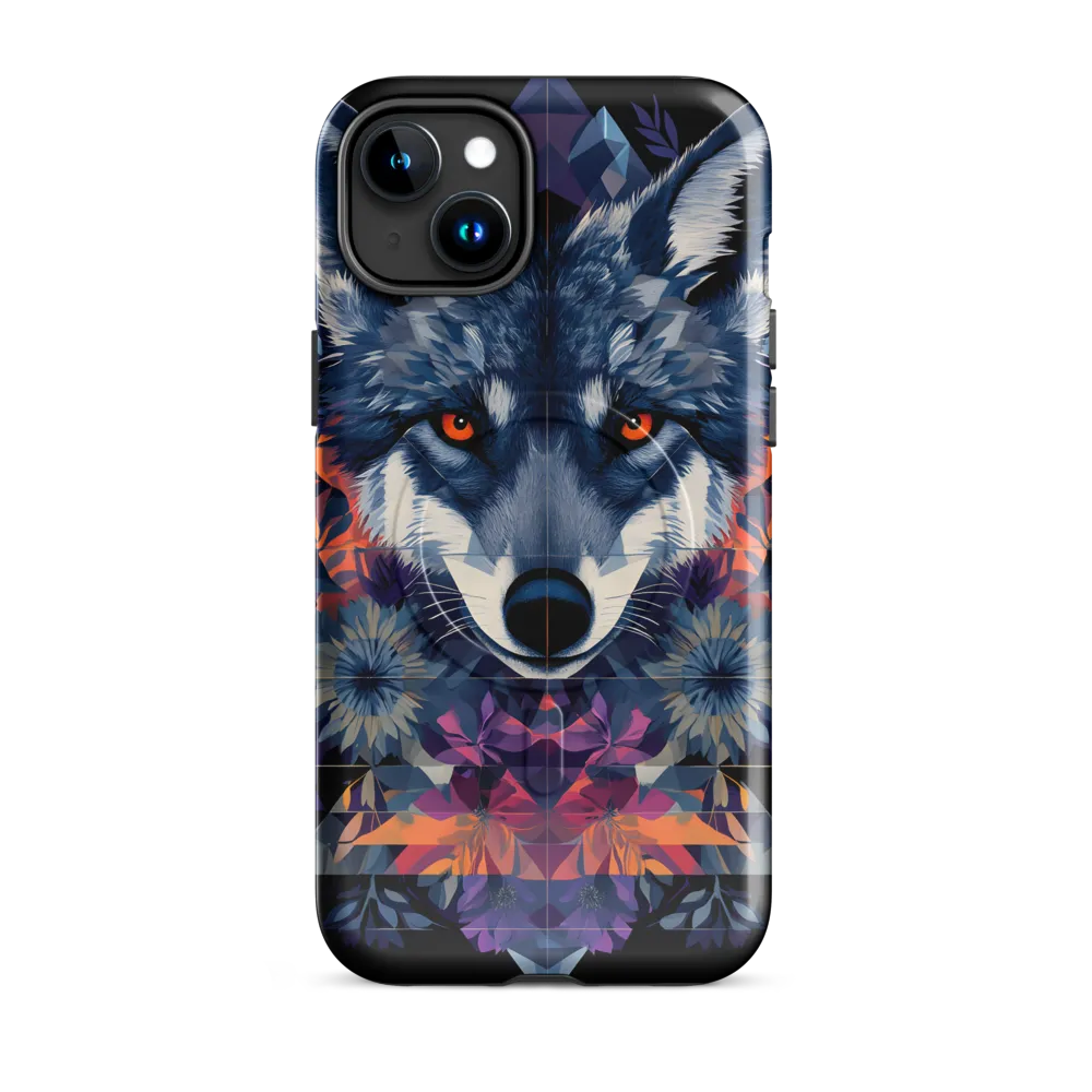 Mystical Wolf Amidst Floral Geometry