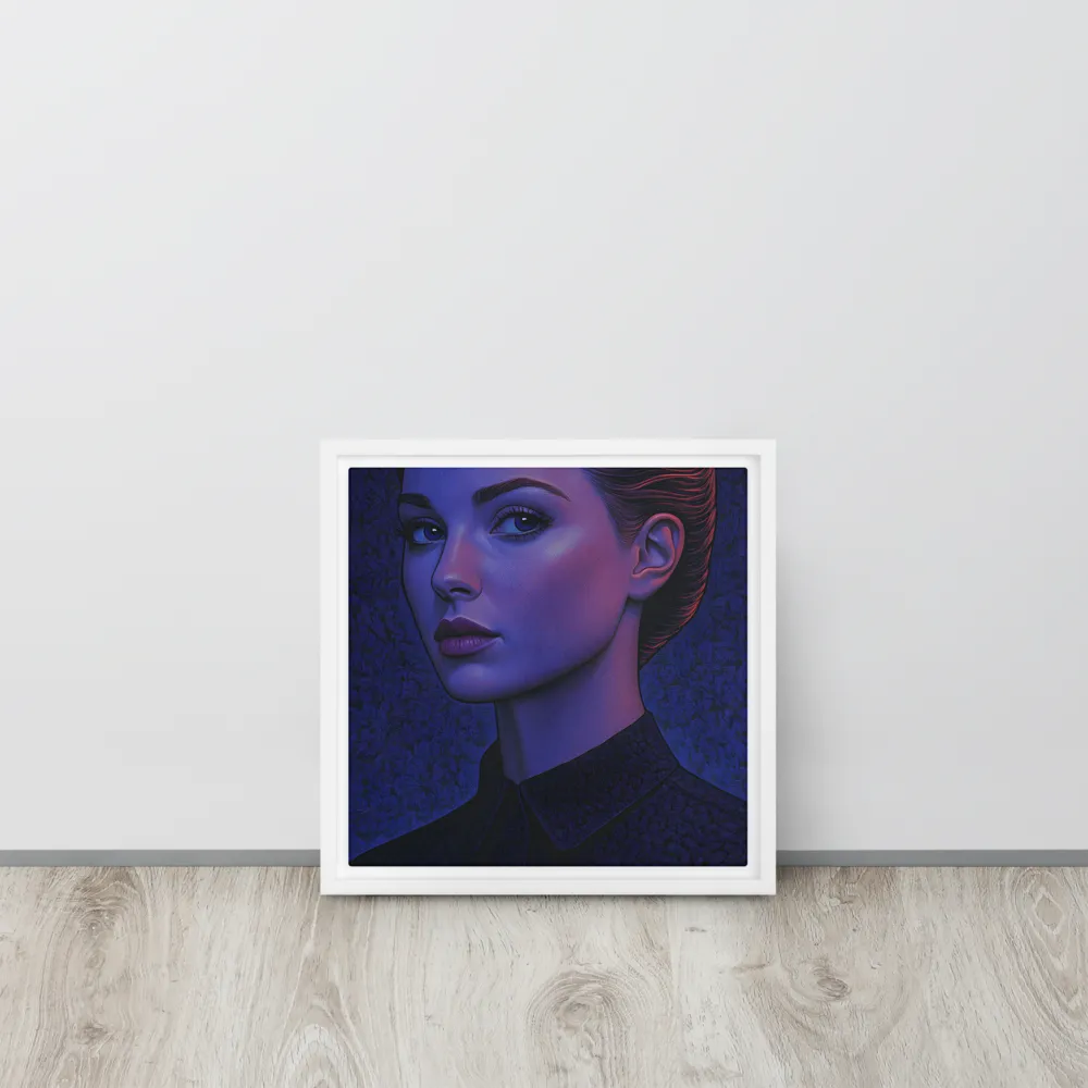 Ethereal Portrait in Blue and Red | Canvas with White Frame | 12″×12″