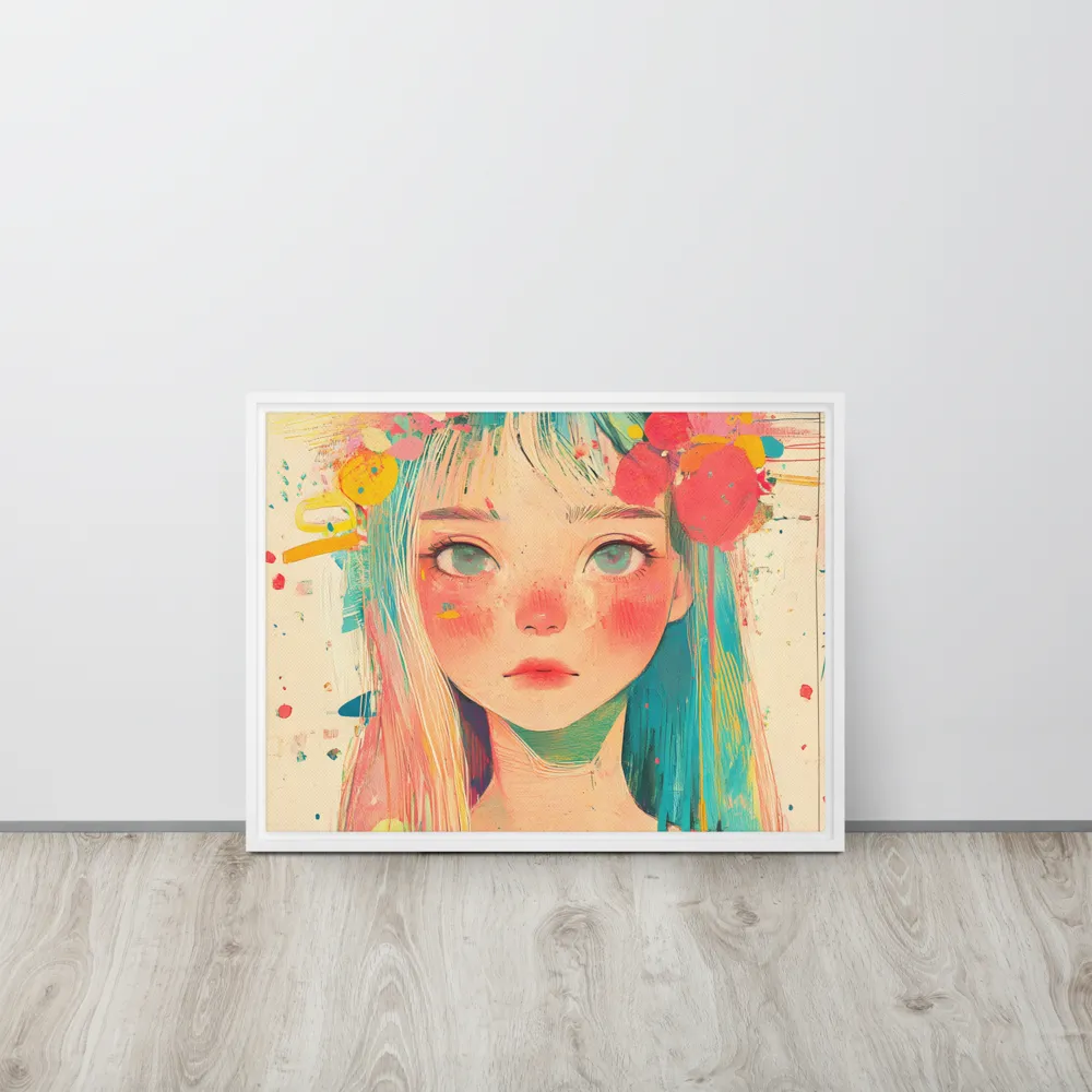Whimsical Blossom | Canvas with White Frame | 18″×24″