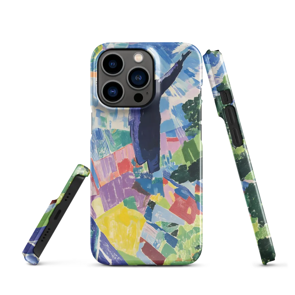 Elysium: A Soaring Figure Amidst Colorful Landscapes | Phone Case |  13 Pro | Snap Case | Glossy