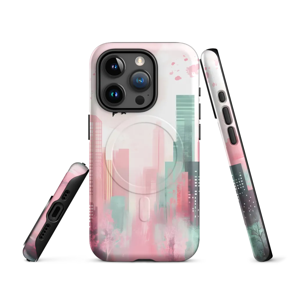 Dreamy Cityscape in Pink and Cyan