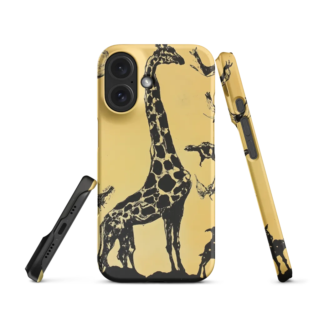 Whimsical Harmony of Giraffe and Birds