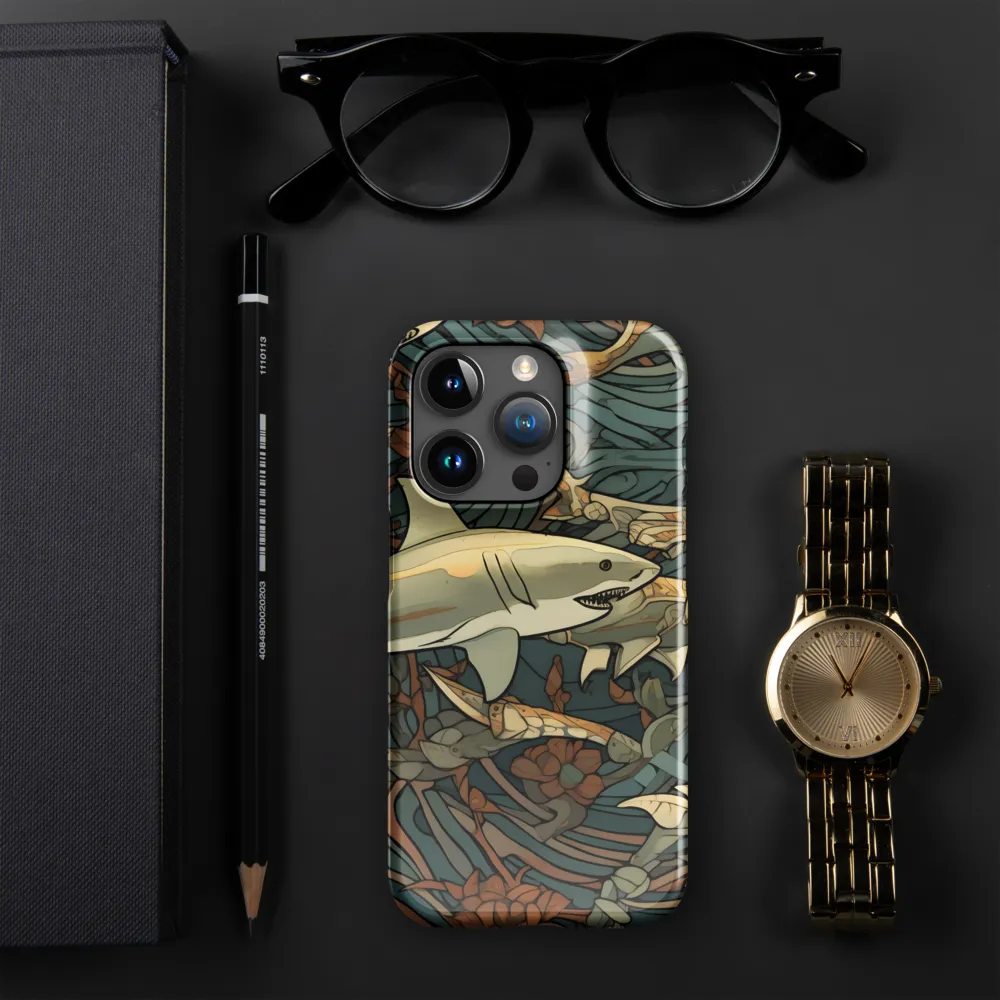 Dynamic Harmony of Sharks and Flora | Phone Case |  15 Pro | Snap Case | Glossy