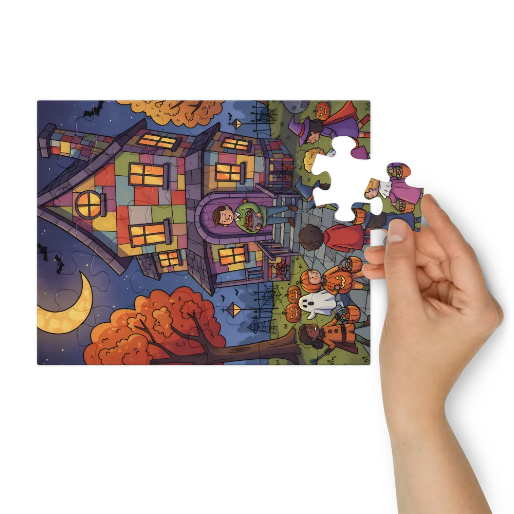 Trick-or-Treat Night 
 Jigsaw Puzzle in Tin Box