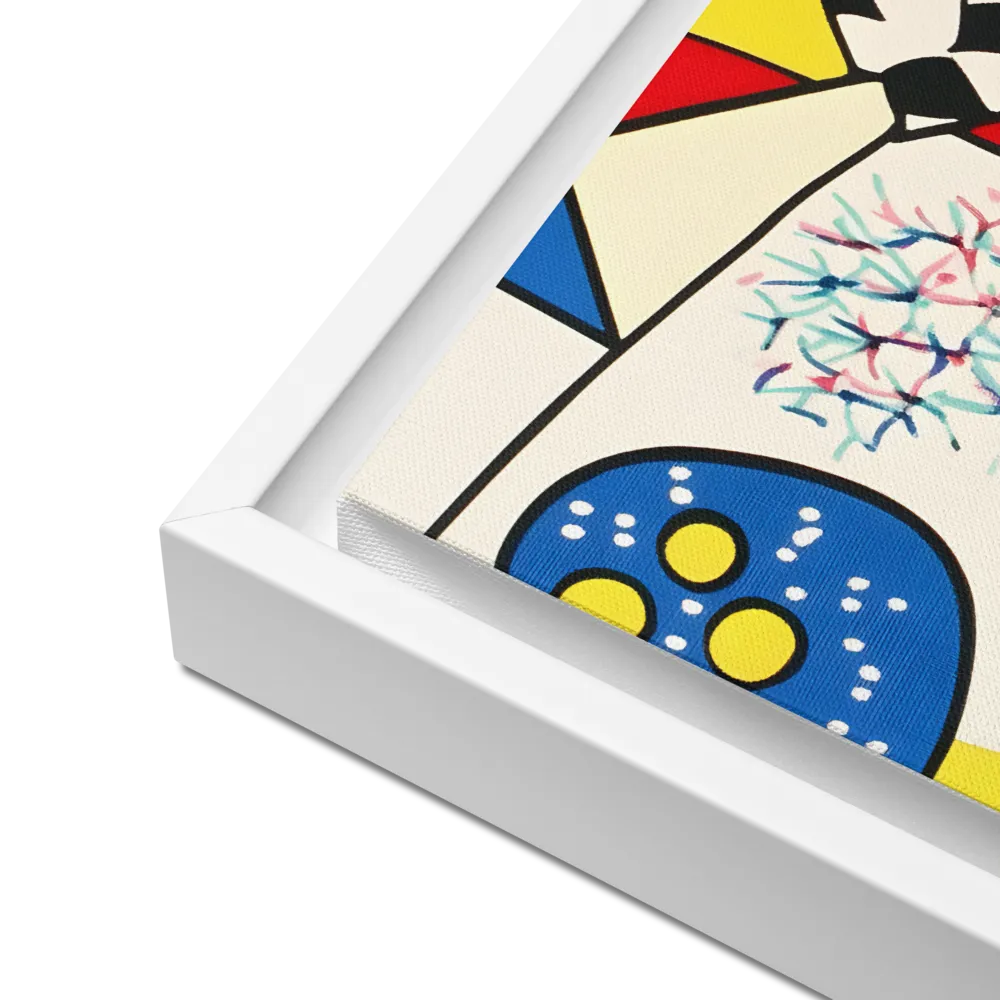 Joyful Geometry: A Playful Dance of Shapes and Colors | Canvas with White Frame | 12″×16″