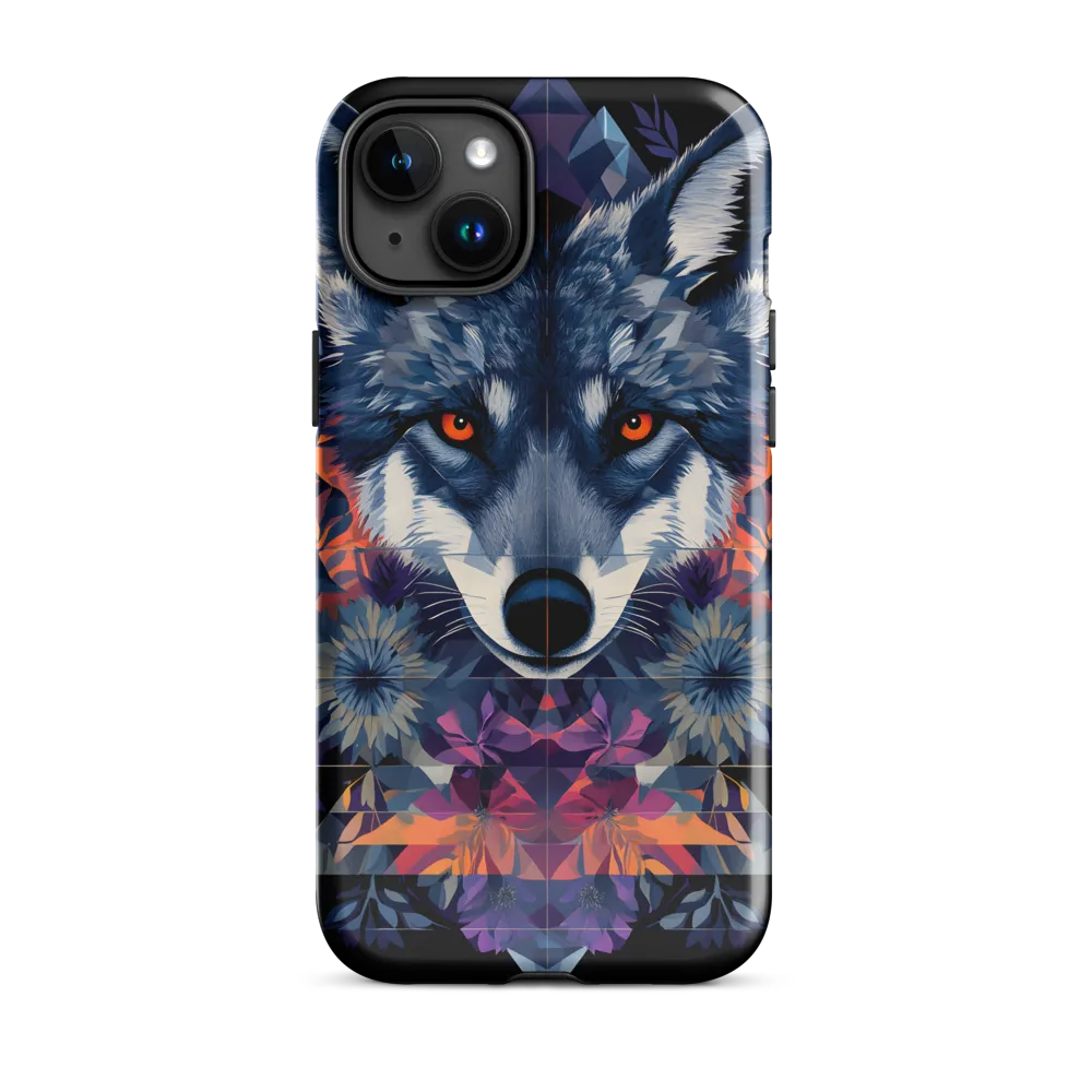 Mystical Wolf Amidst Floral Geometry