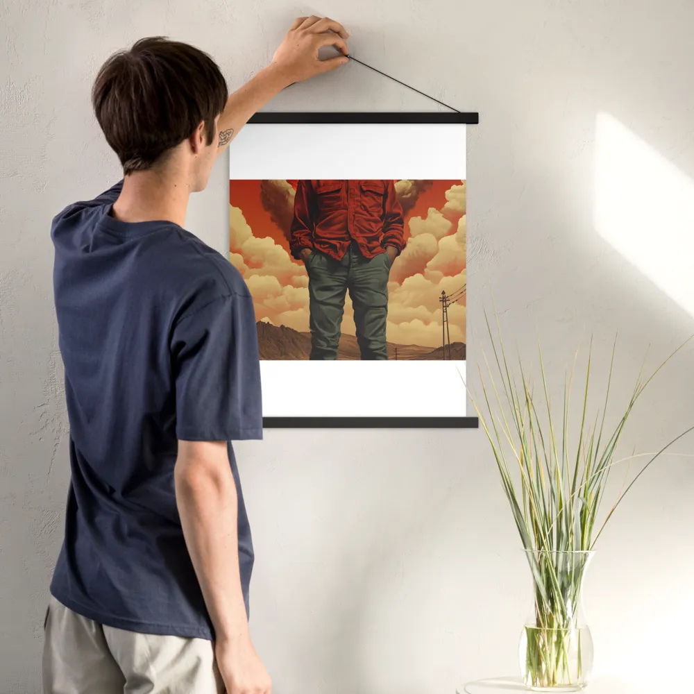Defiant Spirit in a Surreal Landscape | Poster With Black Wood Hanger | 18″×24″