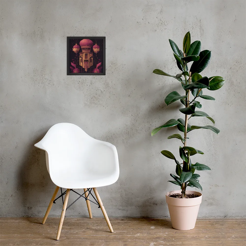 Ornate Harmony: A Digital Floral Architecture | Poster with Black Frame | 12″×12″