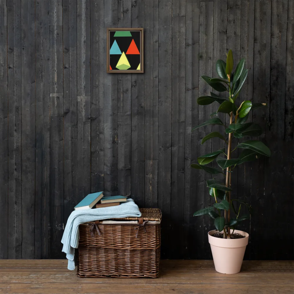 Geometric Harmony in Color | Canvas with Brown Frame | 8″×10″