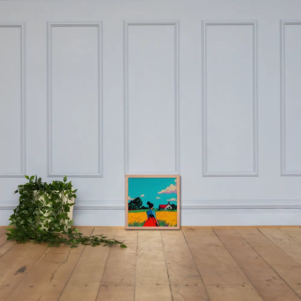 Whispers of a Sunlit Meadow | Poster with Red oak Frame | 14″×14″