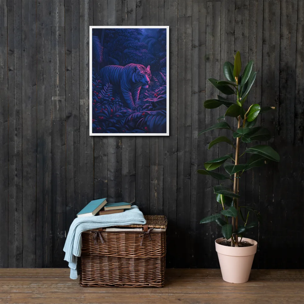 Mystic Prowler: The White Tiger in the Jungle | Canvas with White Frame | 20″×28″