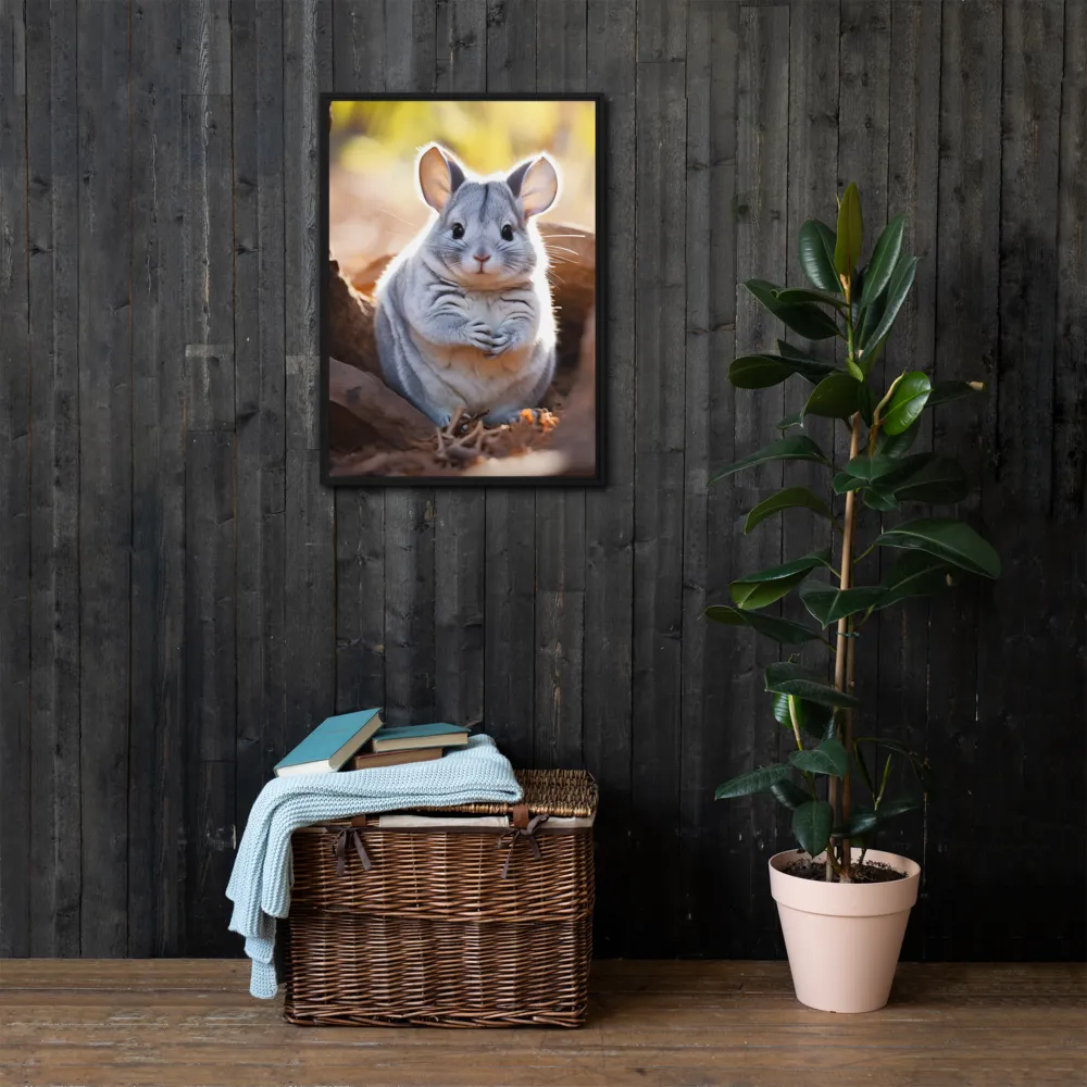 Gentle Whispers of Nature: The Chinchilla | Canvas with Black Frame | 20″×28″