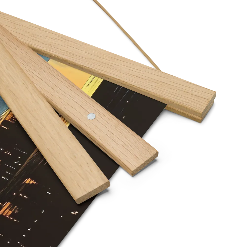 Metro Nexus: A Futuristic Cityscape | Poster With Oak Wood Hanger | 10″×10″
