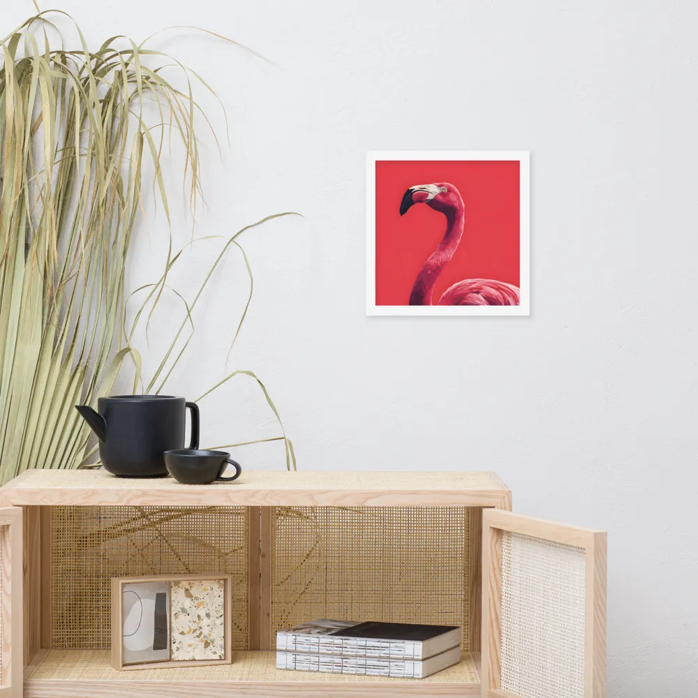 Crimson Flamingo 
 Poster with White Frame | 12″x 12″