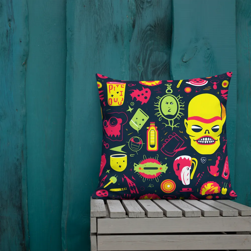 Neon Revelry: A Quirky Exploration of Modern Pop Art | Pillow | 22″×22″