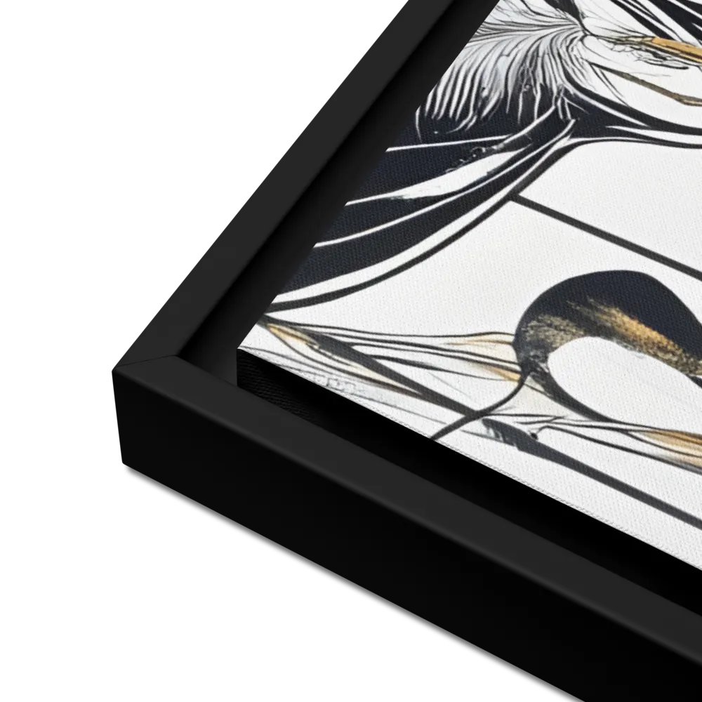 Floral Elegance: The Giraffe's Portrait | Canvas with Black Frame | 24″×36″