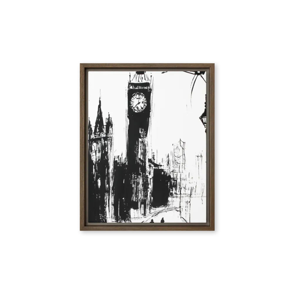 Clock Tower in Motion | Canvas with Brown Frame | 11″×14″