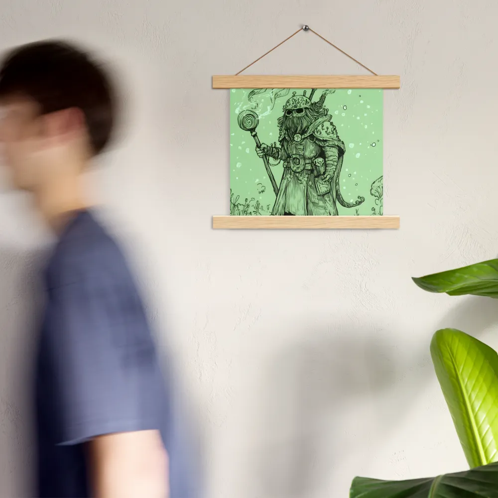 The Enigmatic Wizard | Poster With Oak Wood Hanger | 10″×10″