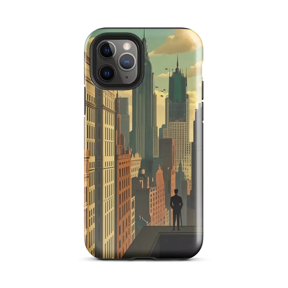 Urban Dreams: A Silhouette in Art Deco Cityscape