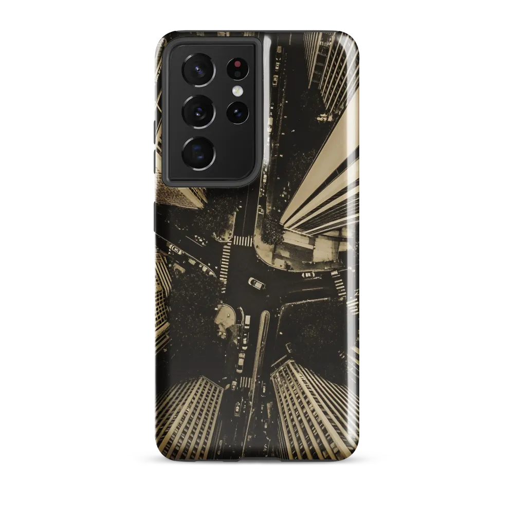 Urban Symphony: Aerial Perspective of City Life | Phone Case |  S21 Ultra | Tough Case | Glossy