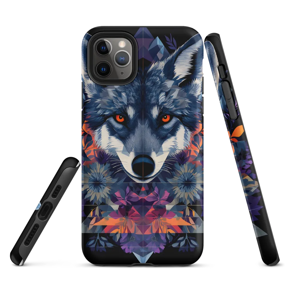 Mystical Wolf Amidst Floral Geometry