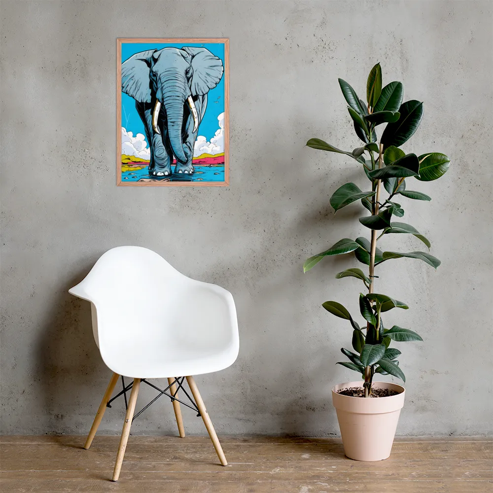 Majestic Presence: The Elephant | Poster with Red oak Frame | 18″×24″