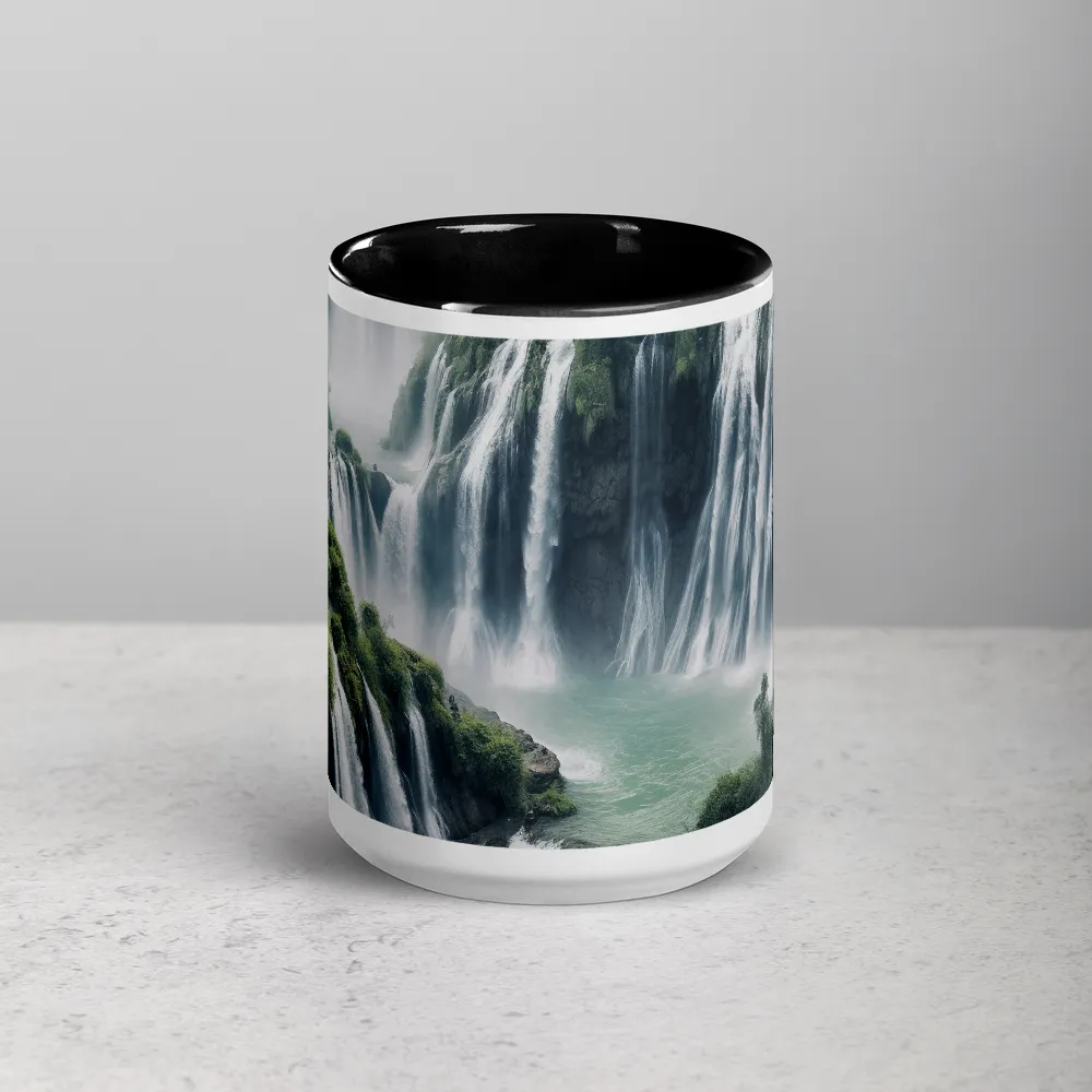 Dramatic Waterfalls in Lush Landscape | Mug