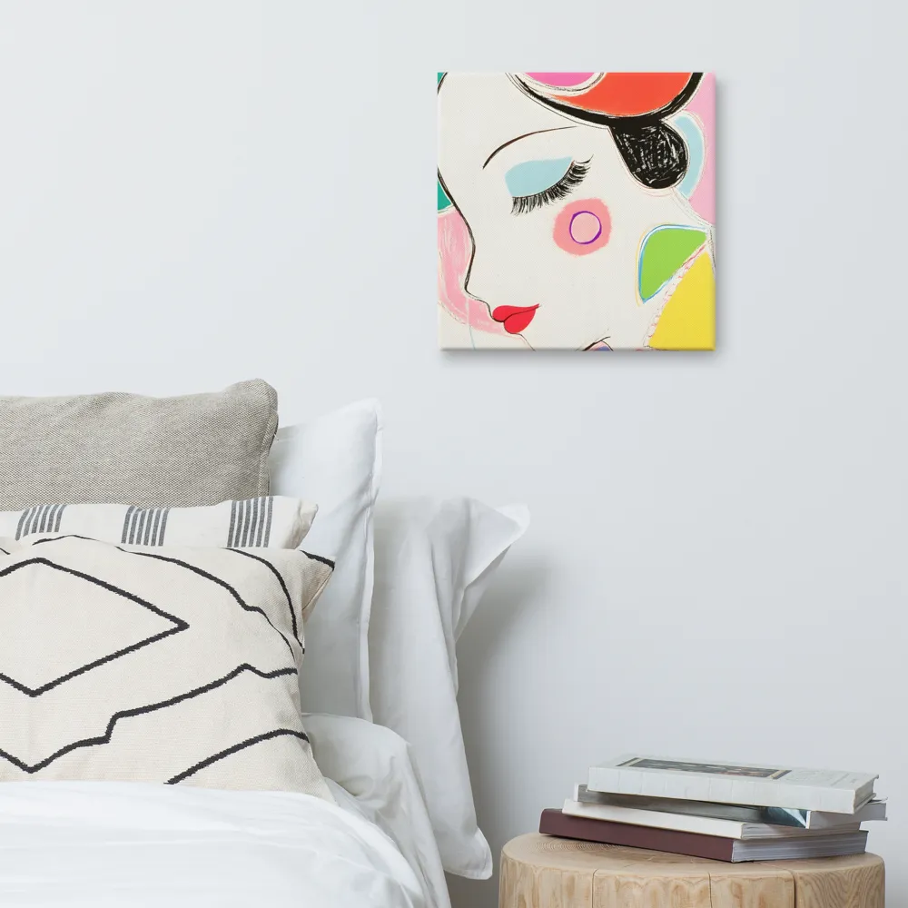 Whimsical Portrait in Colorful Abstraction | Canvas | 16″×16″
