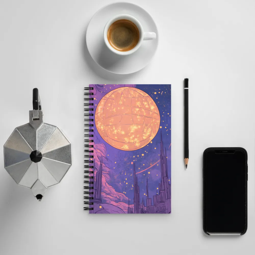 Celestial Cityscape: A Dance of Colors | Spiral Notebook