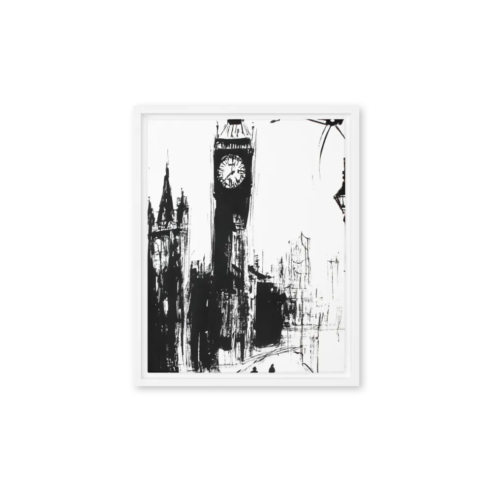Clock Tower in Motion | Canvas with White Frame | 11″×14″