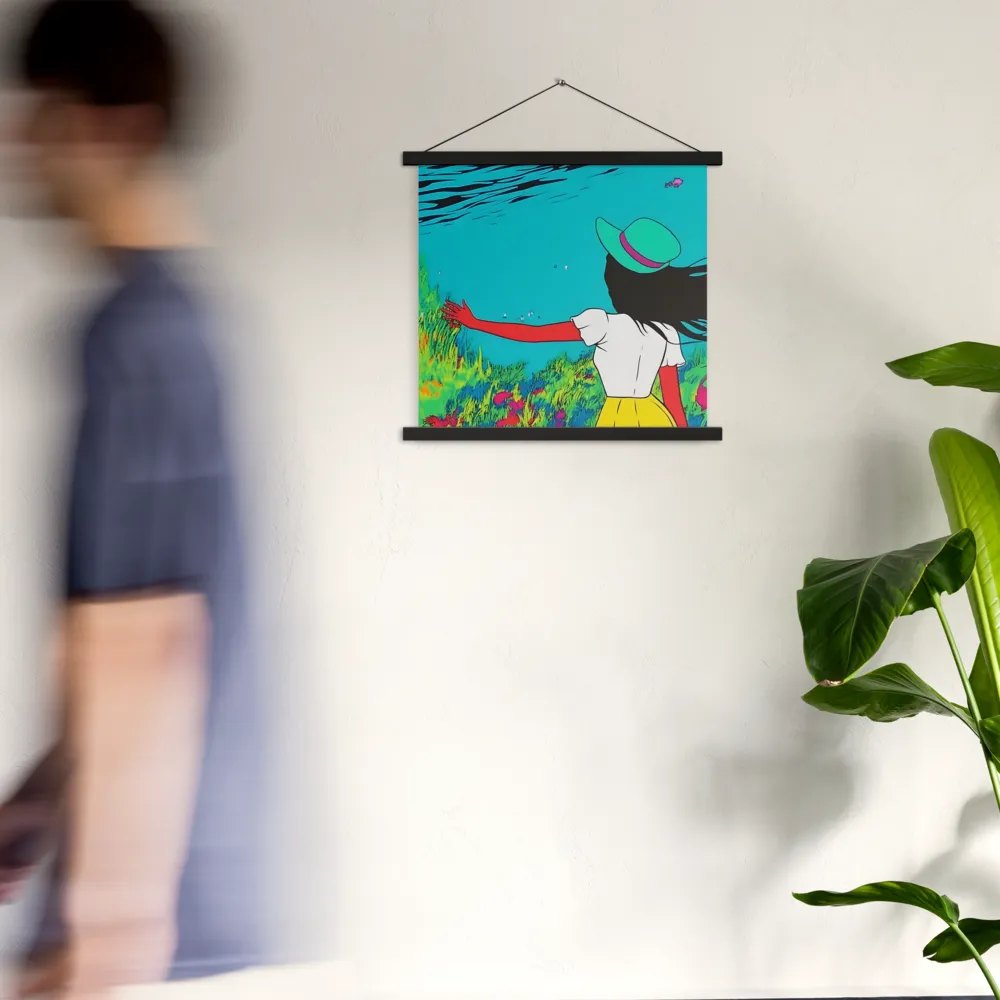 Whimsical Encounter | Poster With Black Wood Hanger | 18″×18″